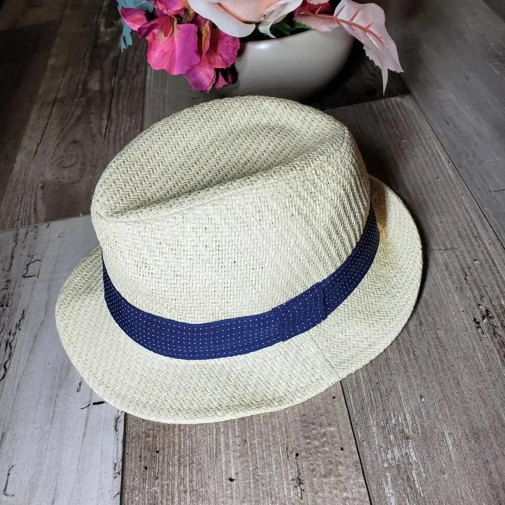 Old Navy Toddler Boy Straw Fedora Styled Hat Size Small 12-24M NWOT
